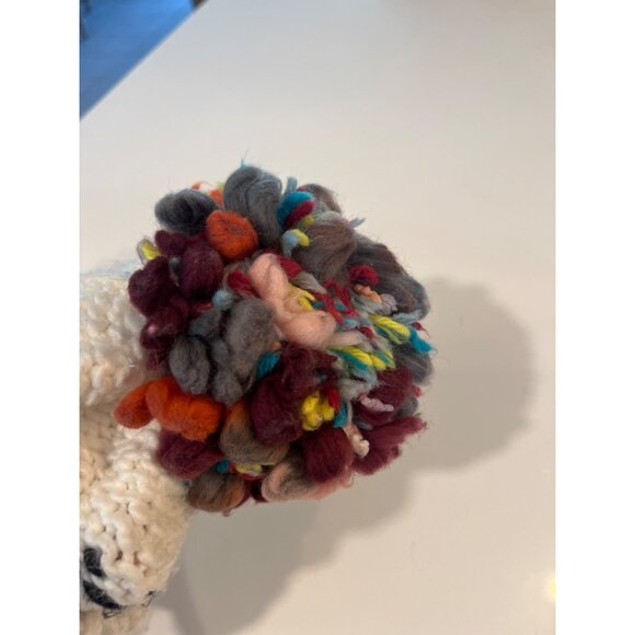 Nordstrom Hand-Knitted Striped Beanie With Colorful Pom-Pom - Picture 5 of 7